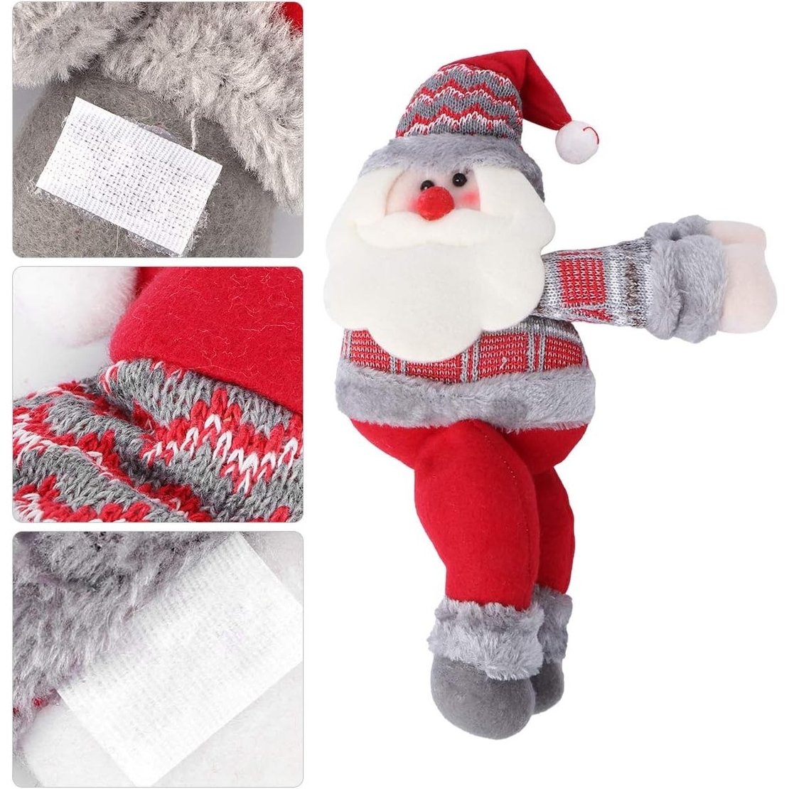 Clema pentru perdea, prindere cu arici, model Mos Craciun, material textil/poliester, 53 x 23 cm, multicolor