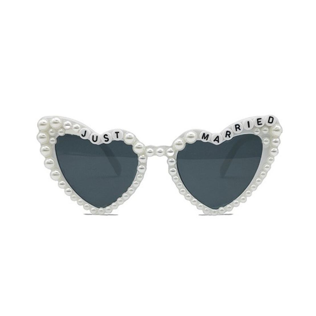 Ochelari Decorativi, Flippy, Model Just Married, cu Perle, pentru Nunta, din PC, 15.3 x 5.7 x 14.5 cm, Alb