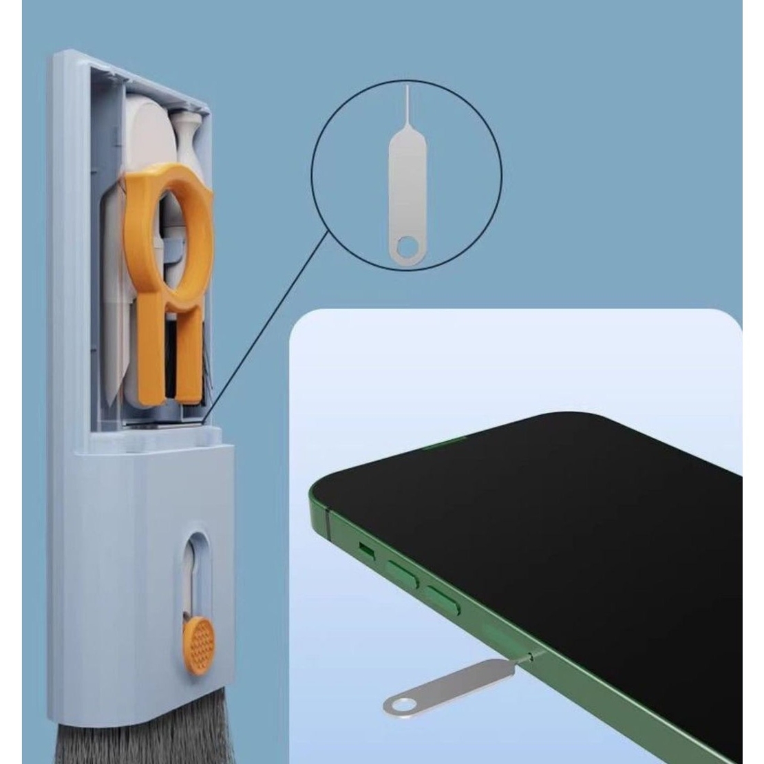 Kit Multifunctional de Curatare Produse Electronice 10in1, Flippy, pentru Laptop, Tastatura, Telefon, Casti, Albastru