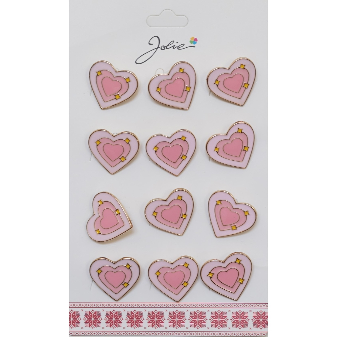 Set 12 Brose Martisor pentru Copii Inima in Inima Roz cu Stelute