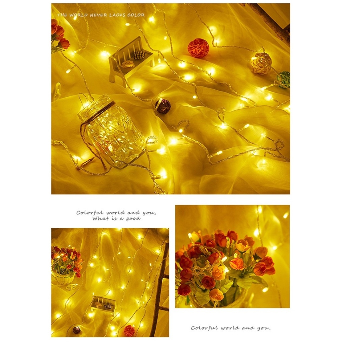 Instalatie de Craciun, Flippy®, Tip Perdea, cu Baterii, 8 Jocuri de Lumini, Muzica, cu Telecomanda, 2 x 2 m, 200 Led-uri, Alb Cald