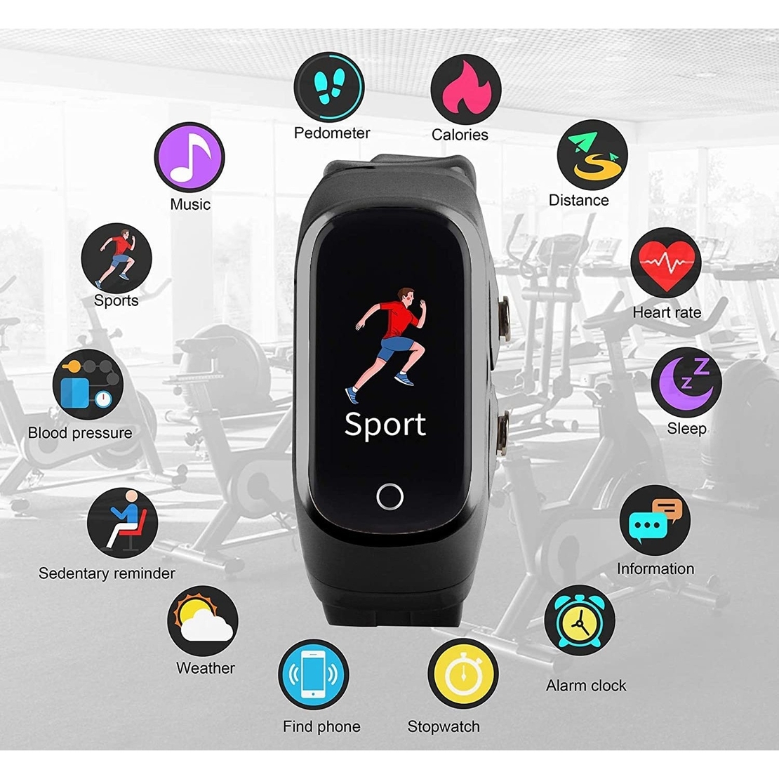Ceas Smartwatch 2 in 1, cu Casti Bluetooth, N8 TWS, Plug in Lateral, Afisaj 1.47 inch, Rezolutie 172*320, Negru