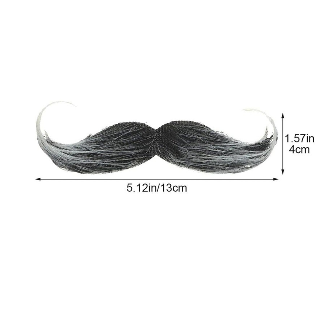 Mustata Falsa pentru Deghizari, Flippy, Petreceri Tematice, din Panza, Autoadeziv, 13 x 4 cm, Model Grizonat 1, Negru/Alb