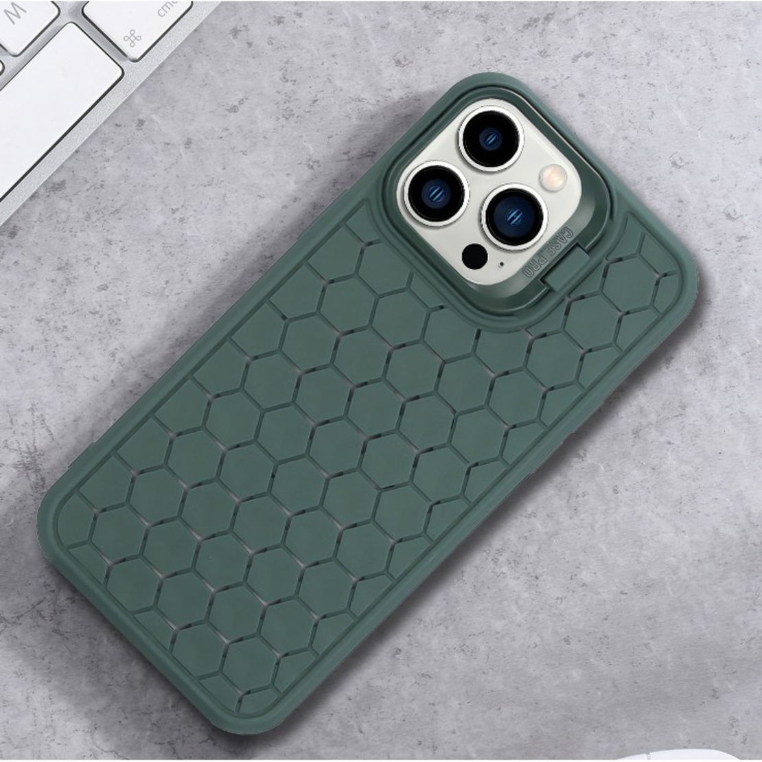 Husa de Protectie TPU, Flippy, pentru Apple iPhone 15, 3D Cube, cu Inel, Protectie Camera, Antisoc, Antizgariere, Antialunecare, Acoperire Completa, Verde