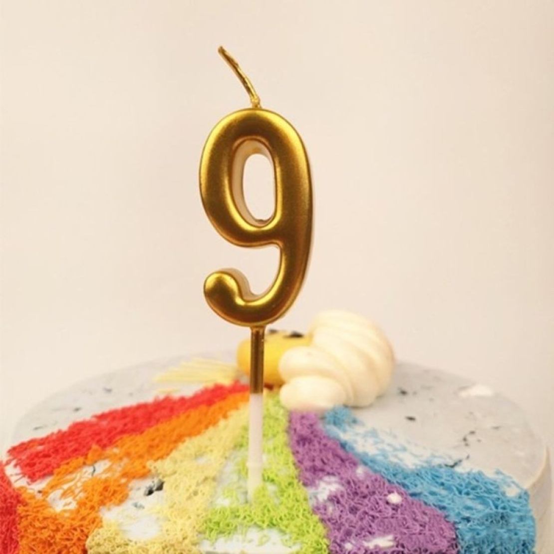 Lumanare de Tort, Flippy, Model Cifra 9, Party, 4.5 x 2.5 cm, din Parafina, Auriu