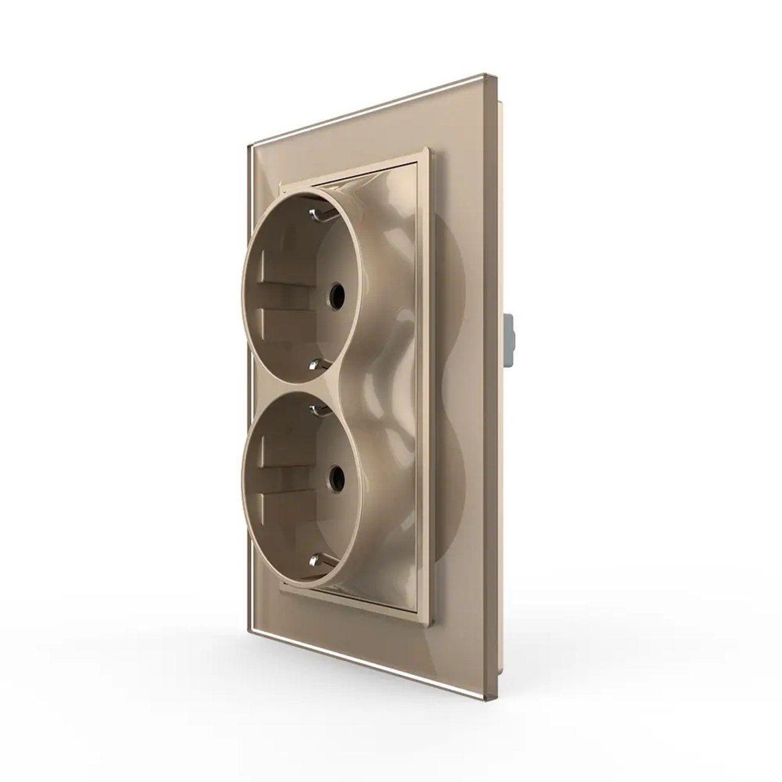 Priza Dubla Livolo cu Rama din Sticla Pentru Doza Simpla, auriu