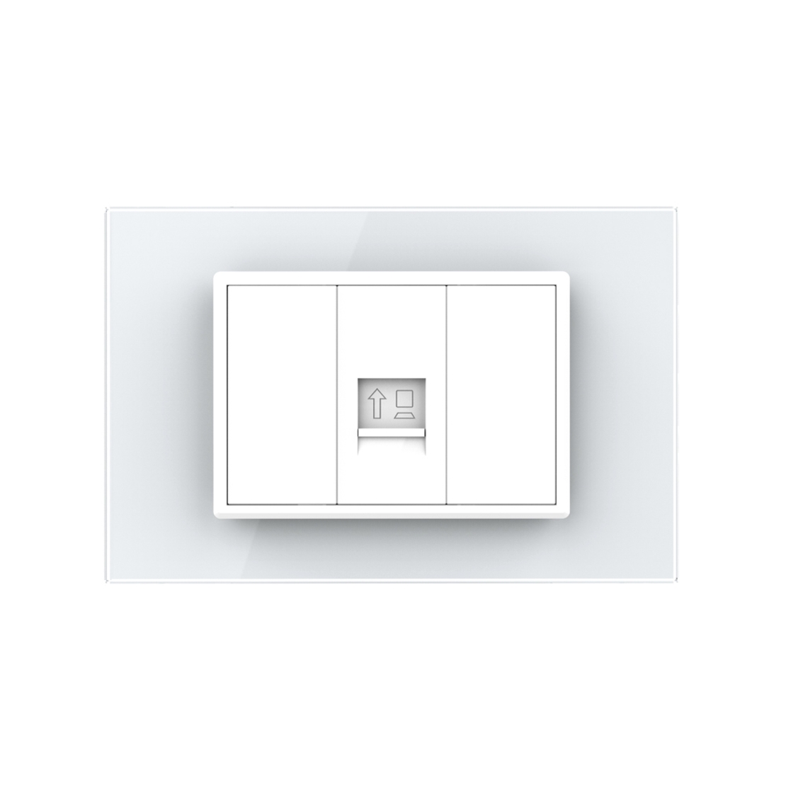 Priza internet Livolo cu rama din sticla - standard italian, alb