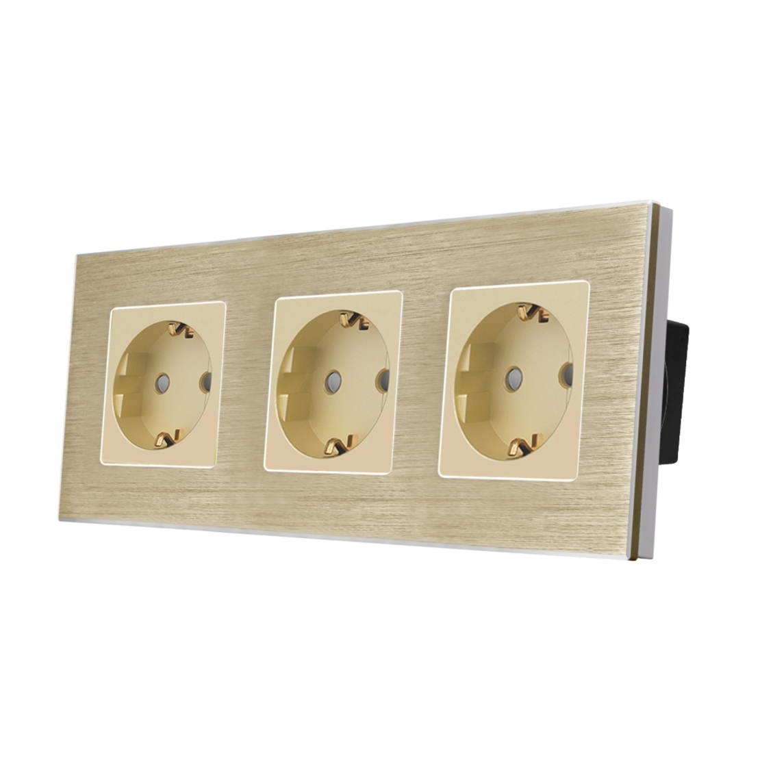Priza Tripla LUXION cu rama din aluminiu, auriu