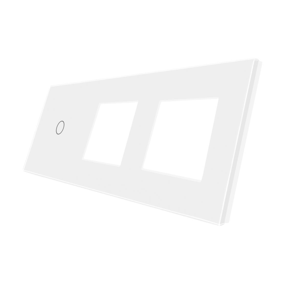 Panou Intrerupator Simplu cu Touch si 2 Prize Din Sticla LUXION, alb