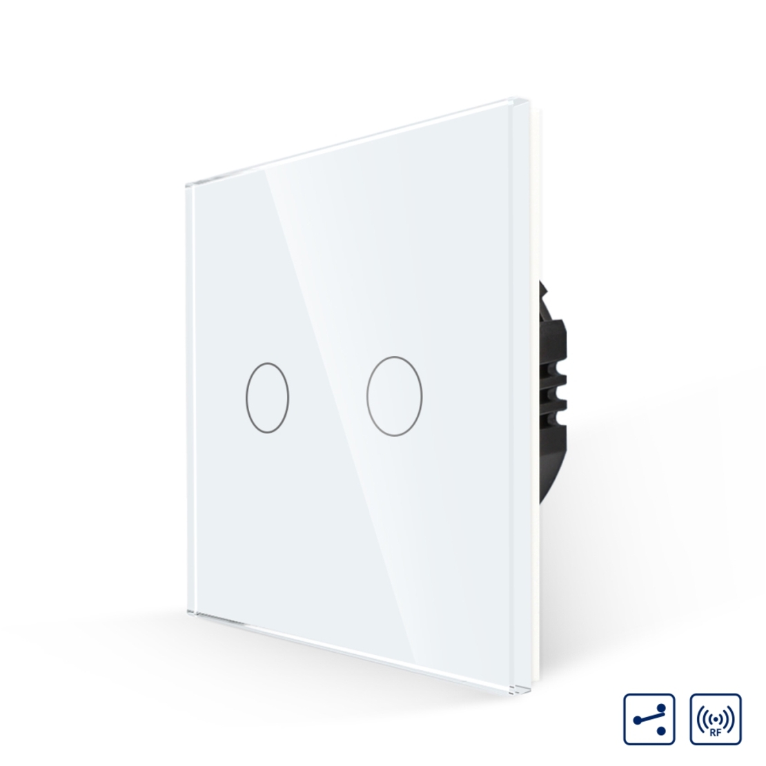 Intrerupator Dublu Cap Scara cu Touch din Sticla LUXION, RF433, alb