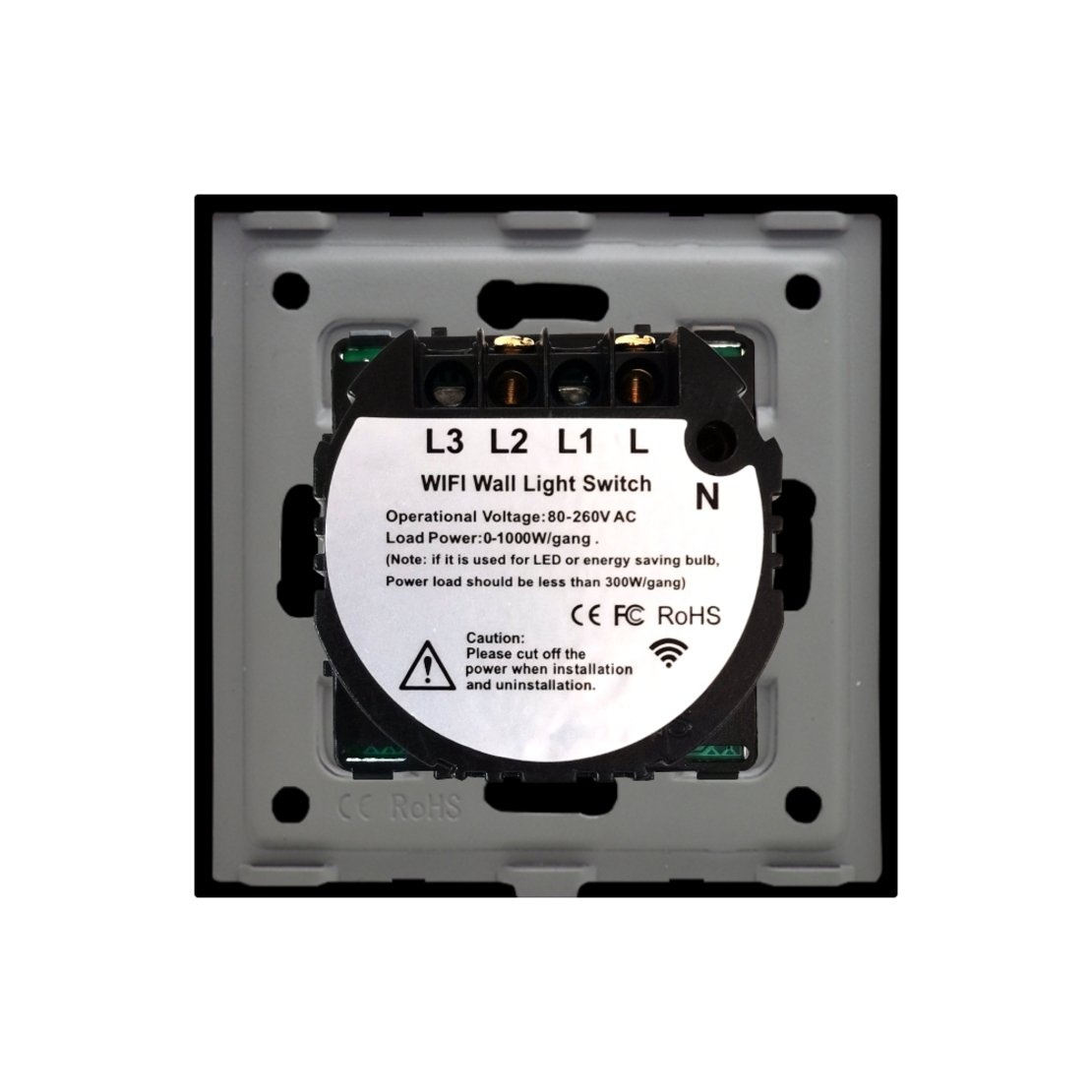 Intrerupator Simplu Wi-Fi + RF433 cu Touch din Sticla LUXION, negru