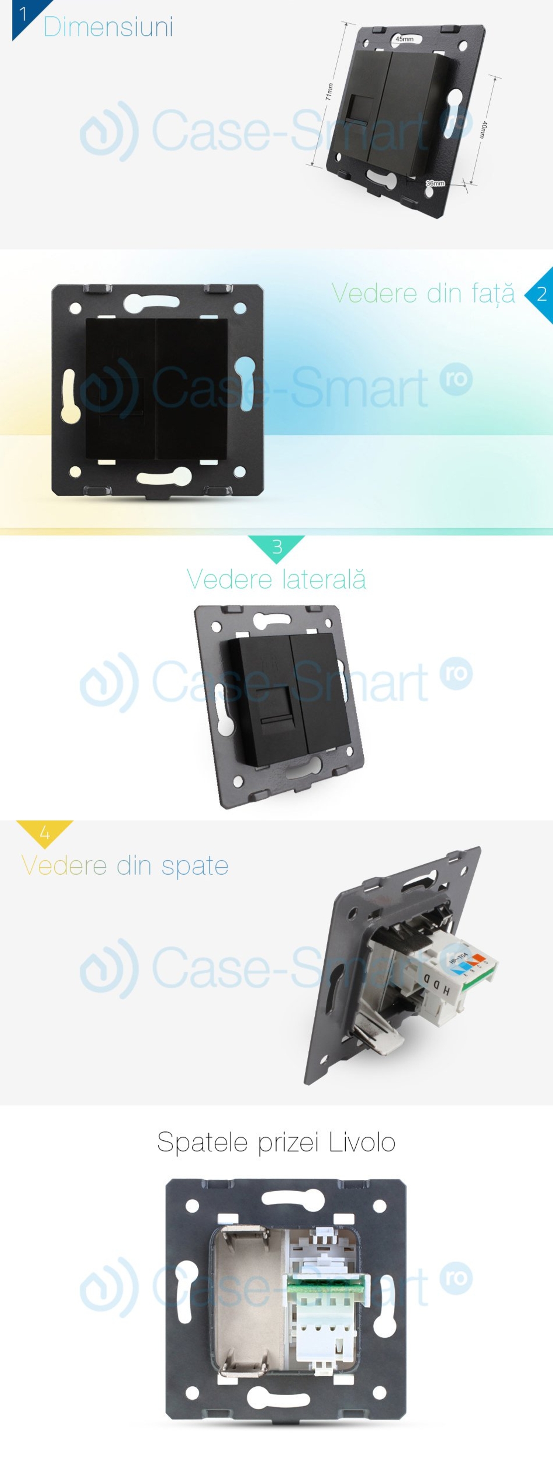 Priza telefon Livolo, negru