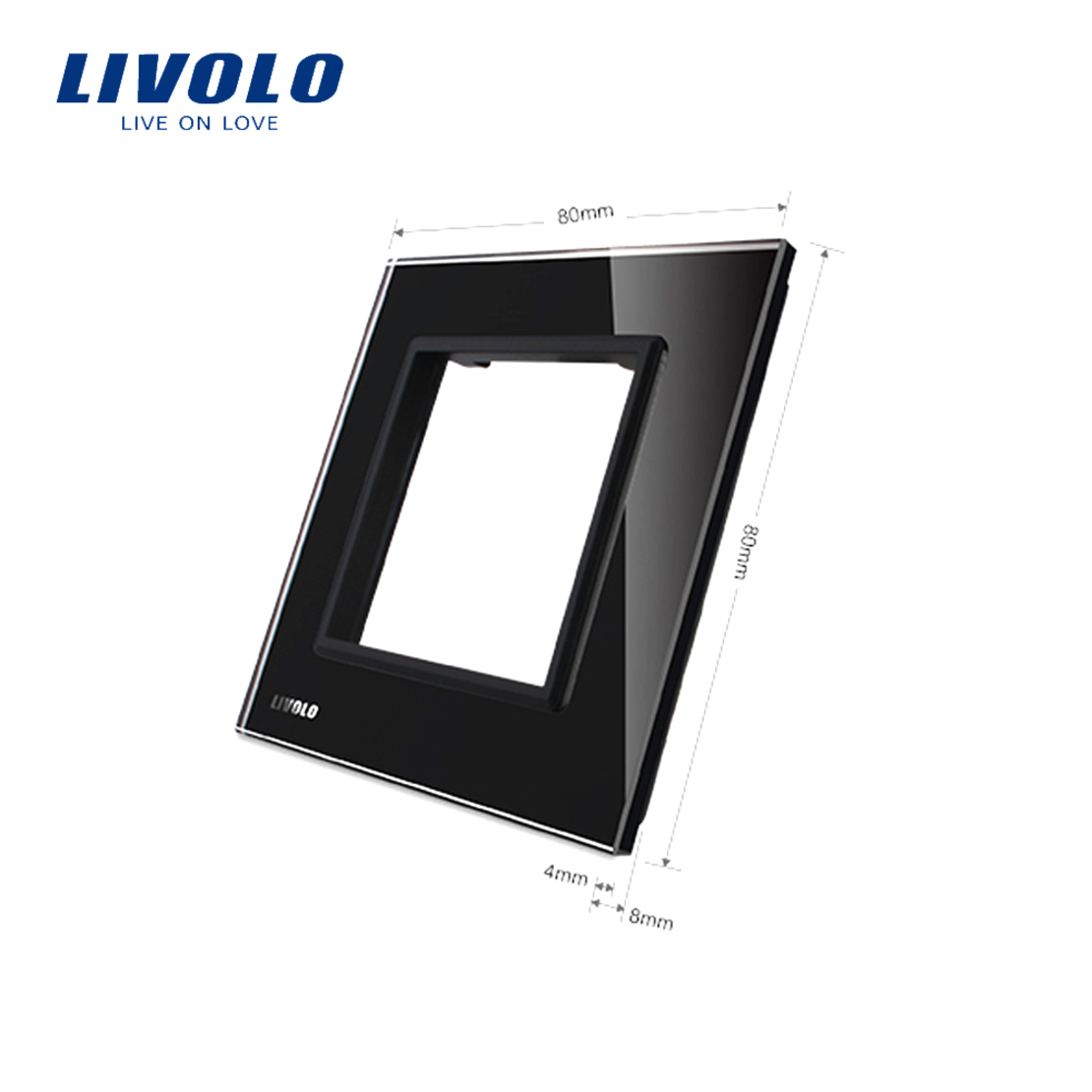 Rama priza simpla Livolo din sticla, negru