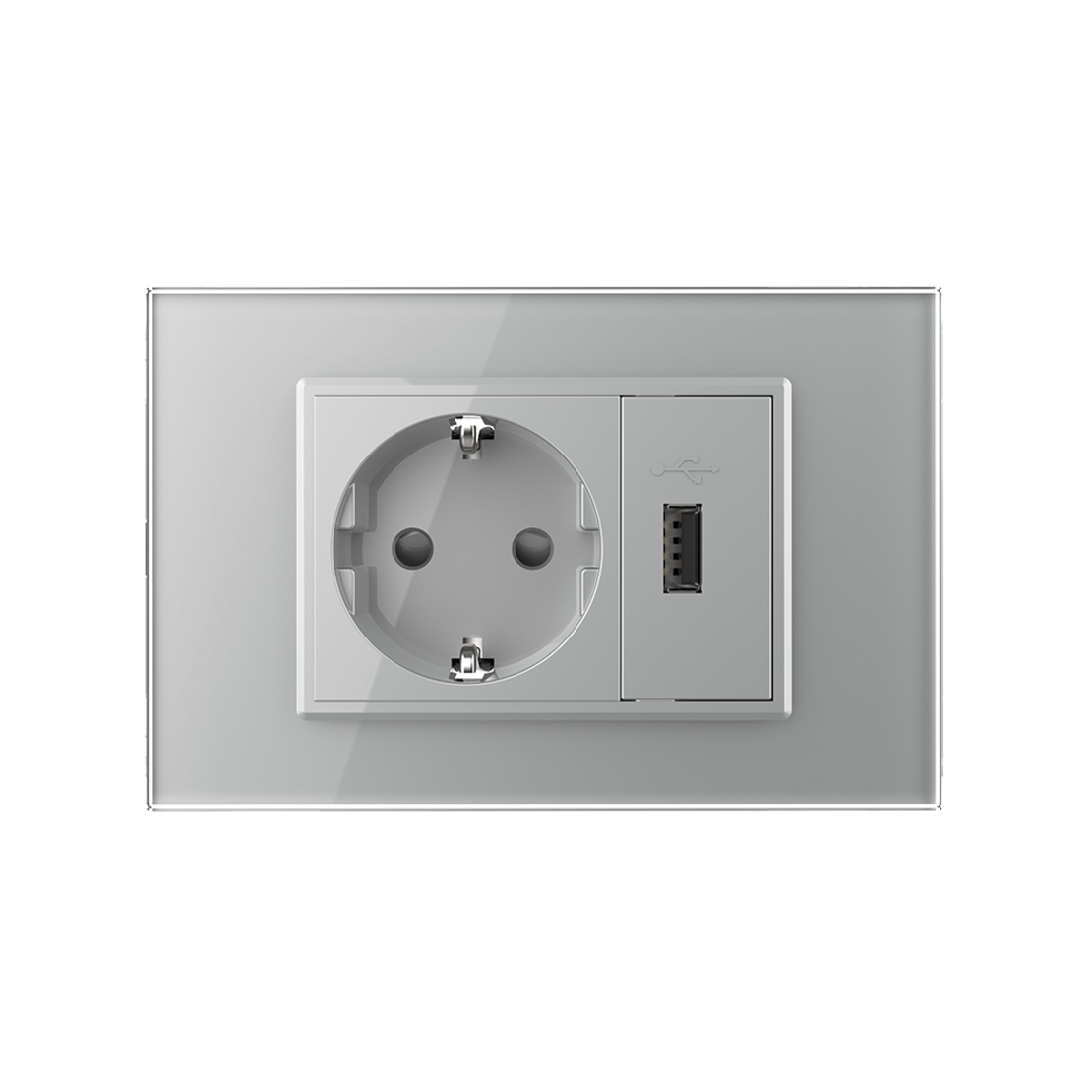 Priza simpla cu USB Livolo standard italian, gri