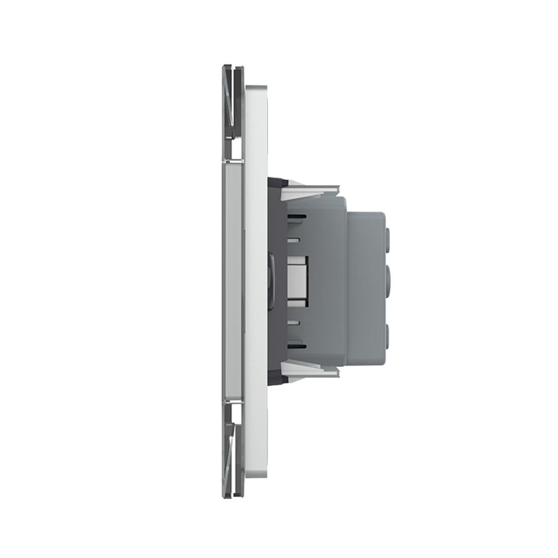 Priza simpla cu blank Livolo cu rama din sticla 3M, standard Italian, Serie noua, gri