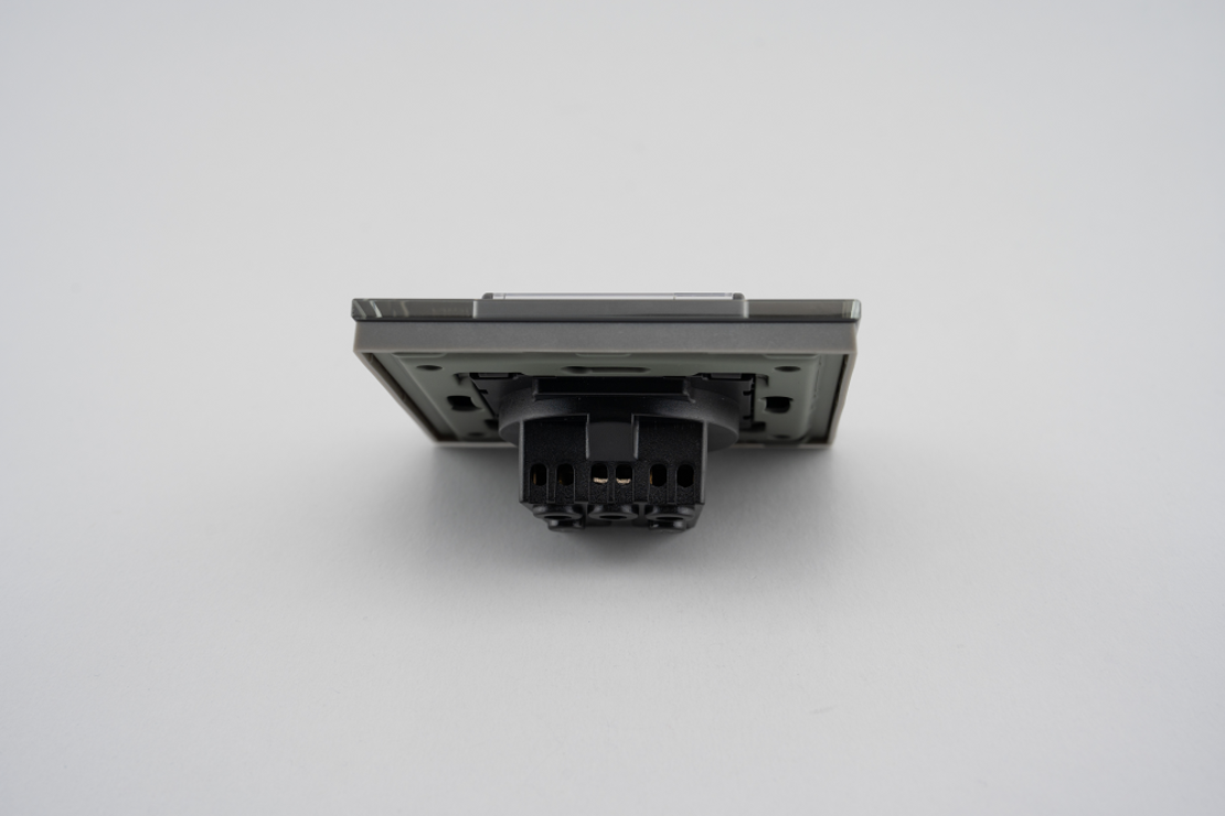 Priza Simpla cu Capac de Protectie cu Rama din Sticla LUXION, gri