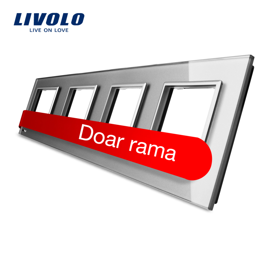 Rama priza cvadrupla Livolo din sticla, gri