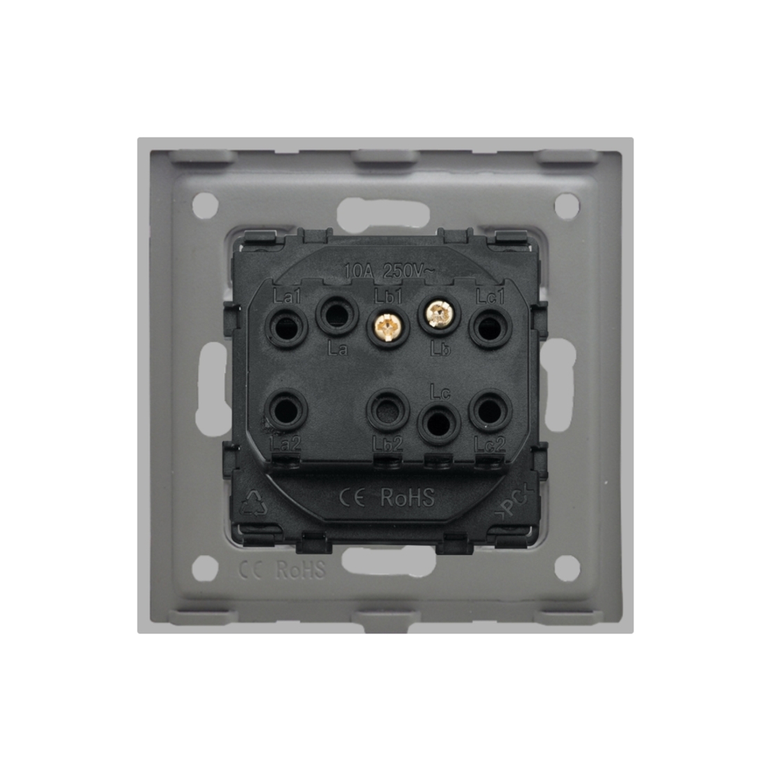 Intrerupator Simplu Mecanic cu Reset / Revenire LUXION cu Rama din Sticla, gri