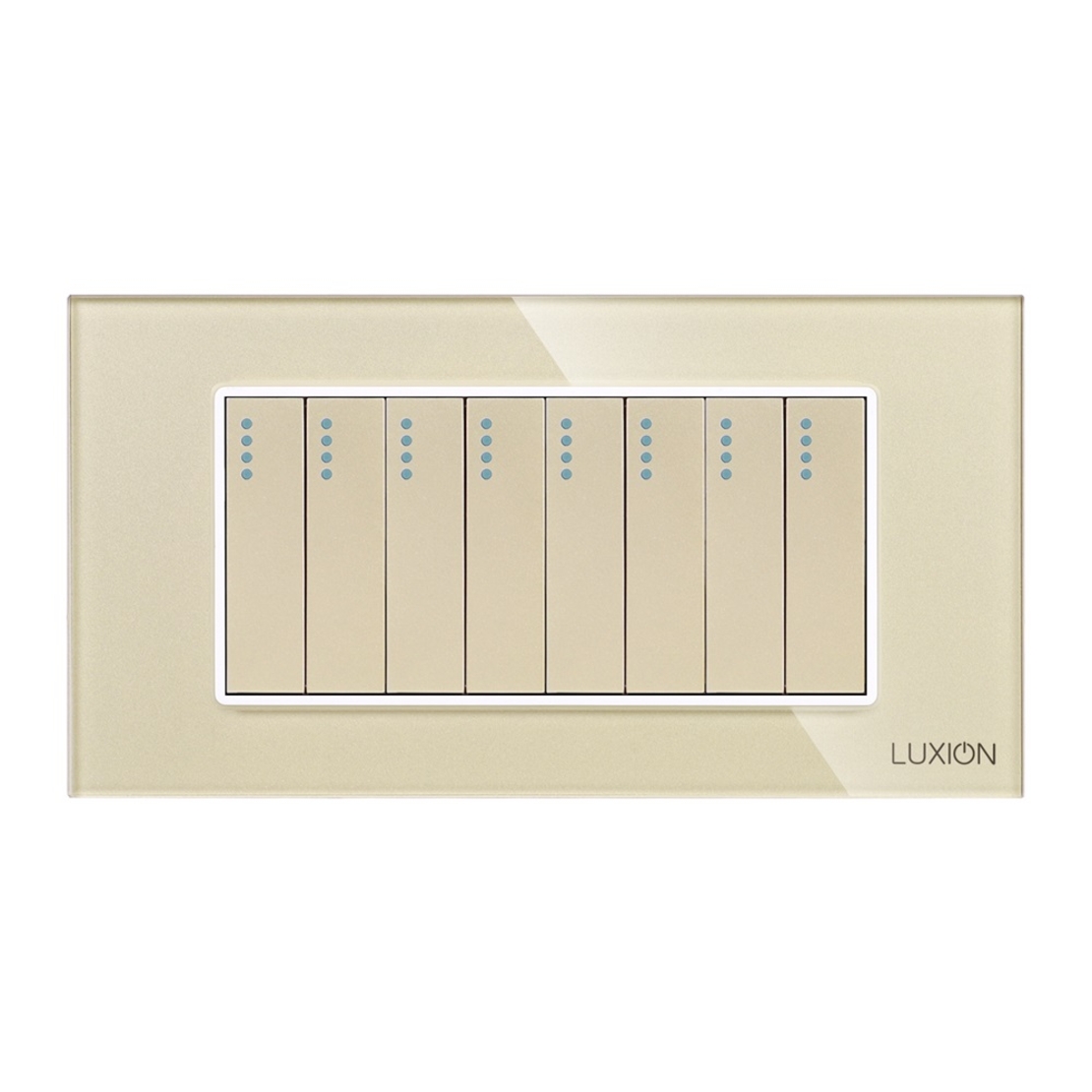 Intrerupator Mecanic 8 Posturi LUXION cu Rama din Sticla, Standard Italian, 4M, auriu