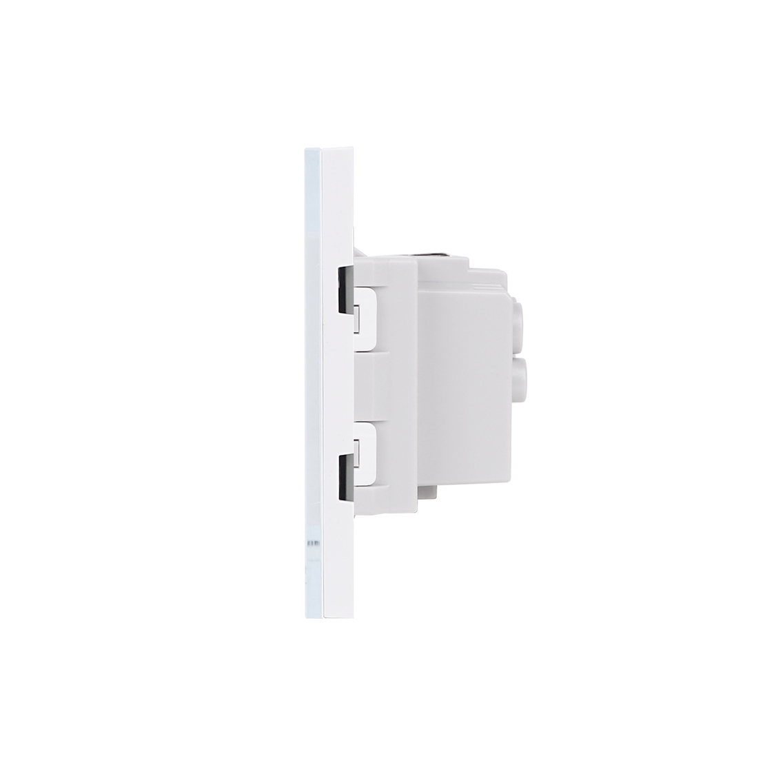 Priza Tripla cu Rama din Sticla LUXION, Standard Italian, 6M, alb