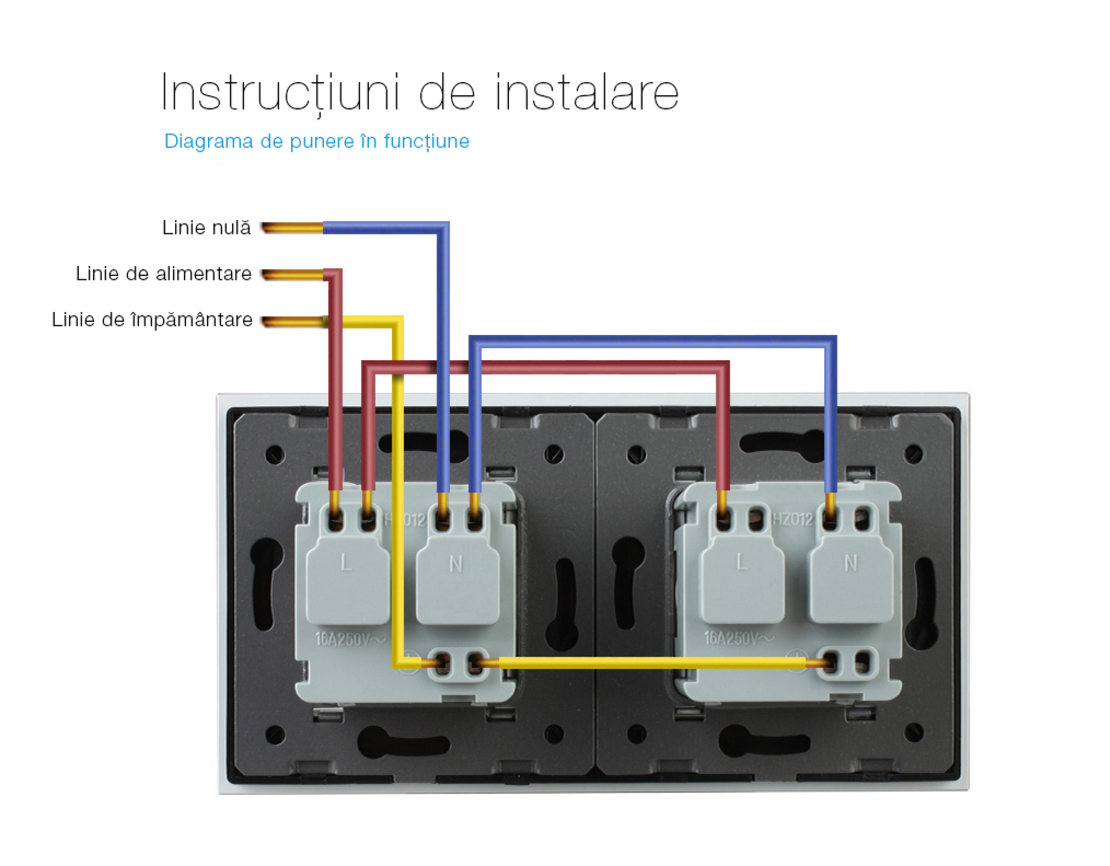Priza dubla Livolo cu rama din sticla, alb