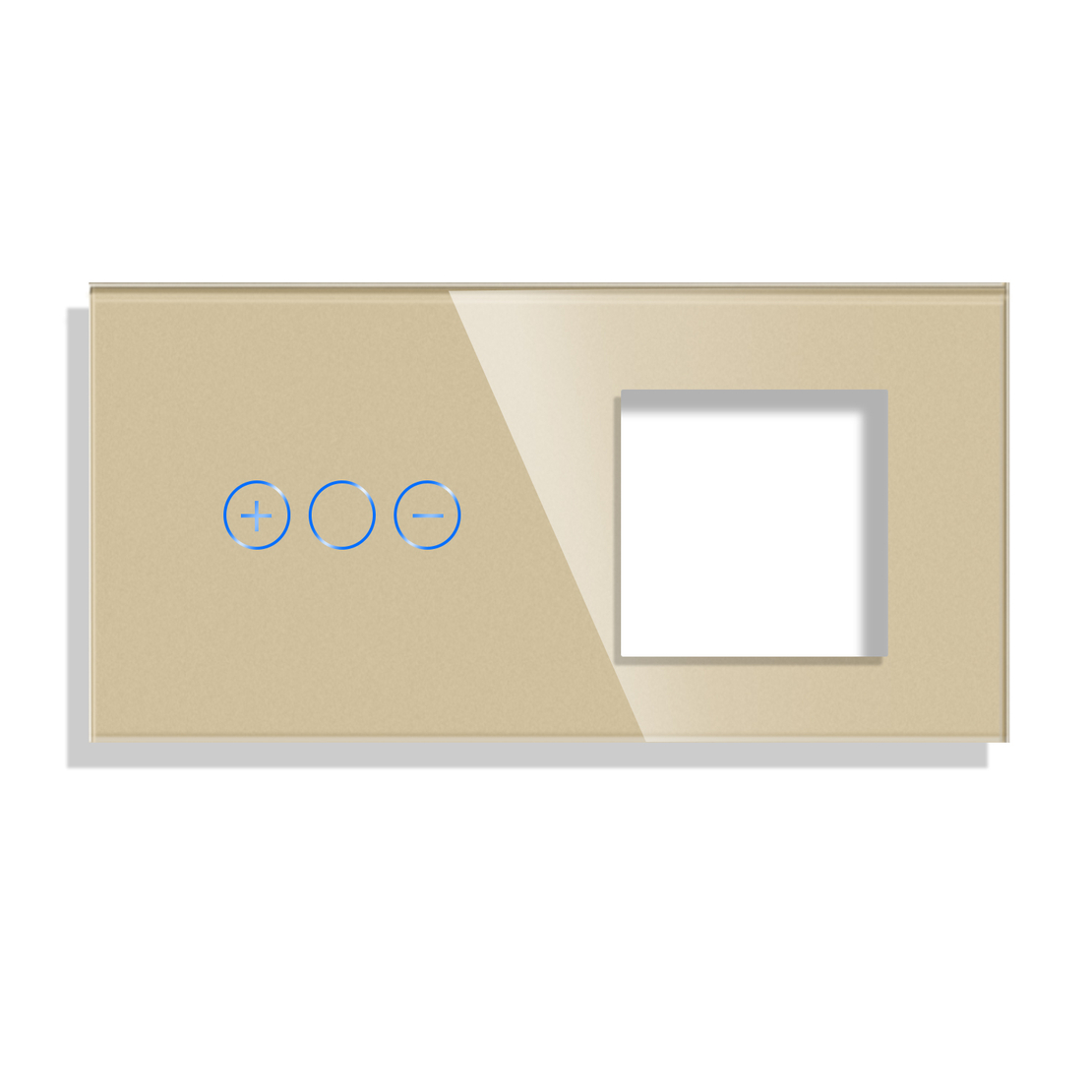 Panou Intrerupator Variator cu Touch si Priza Simpla Din Sticla LUXION, auriu