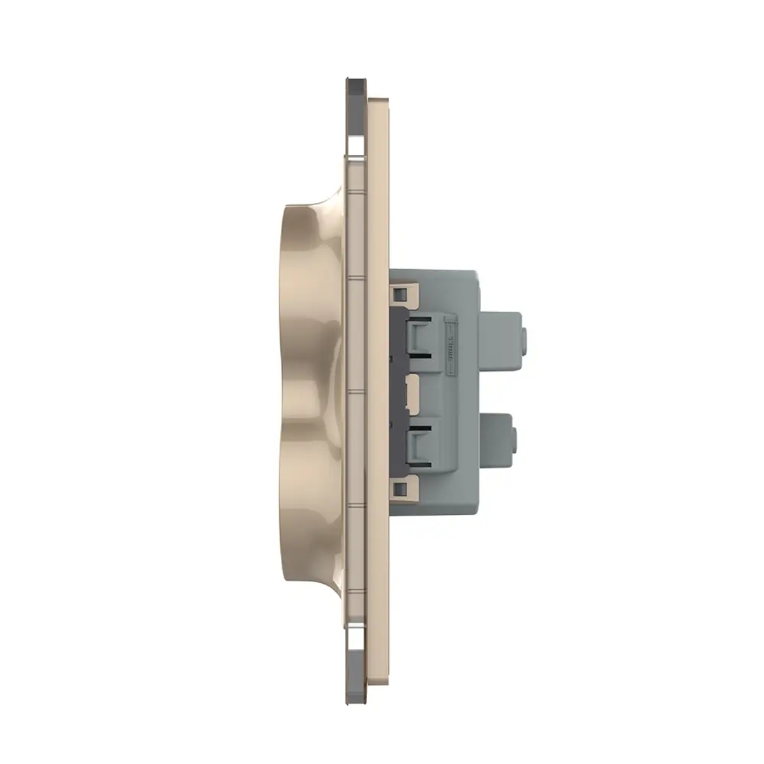 Priza Dubla Livolo cu Rama din Sticla Pentru Doza Simpla, auriu