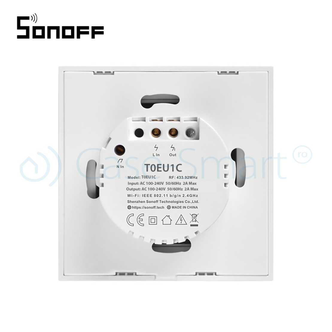 Intrerupator simplu cu touch Sonoff T0EU1C, Wi-Fi, Control de pe telefonul mobil