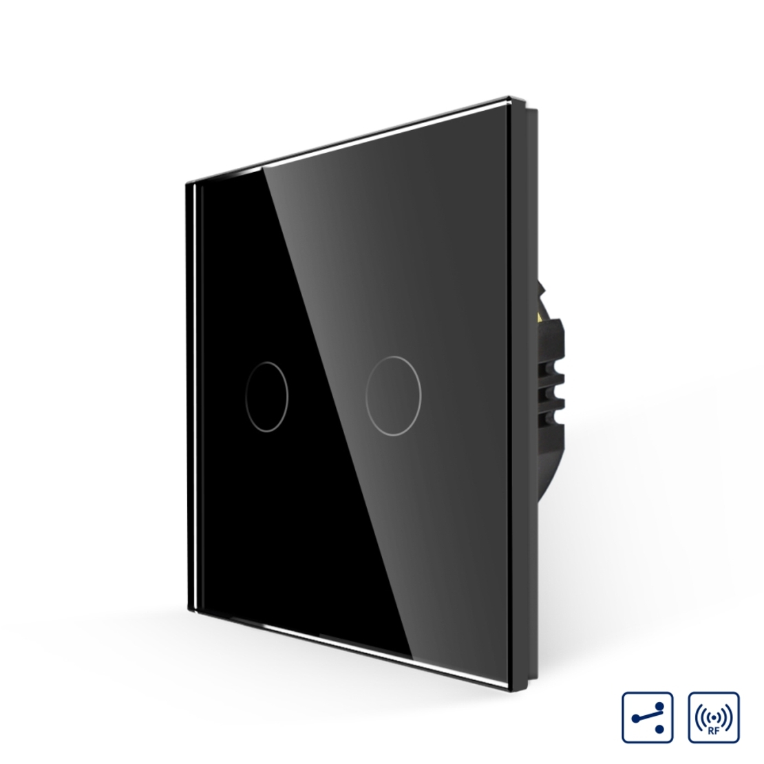 Intrerupator Dublu Cap Scara cu Touch din Sticla LUXION, RF433, negru