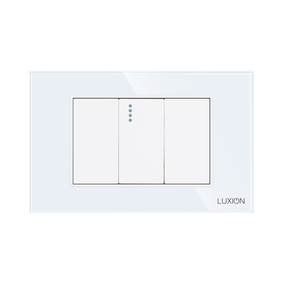 Intrerupator Simplu Cap Scara Mecanic 1M si 2 Taste False LUXION cu Rama din Sticla, Standard Italian, 3M, alb