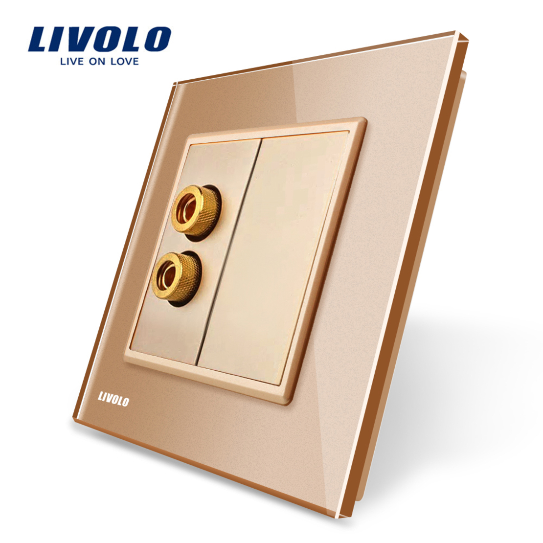 Priza redare sunet LIVOLO cu rama din sticla, auriu