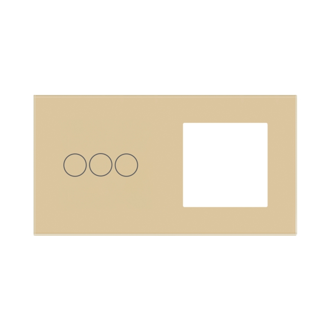 Panou Intrerupator Triplu cu Touch si Priza Simpla Din Sticla LUXION, auriu