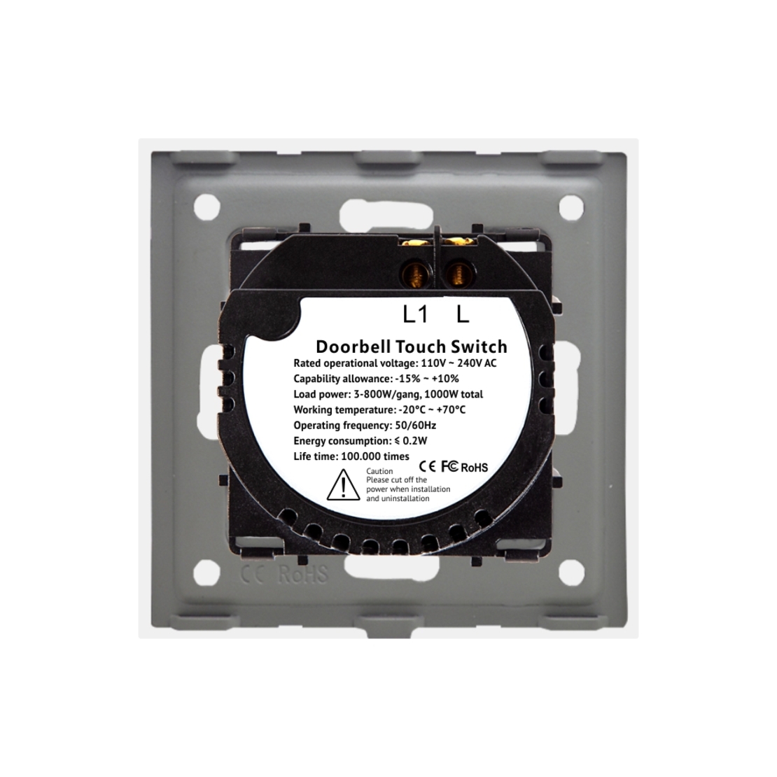 Buton Sonerie cu Touch, cu Revenire, din Sticla LUXION, auriu