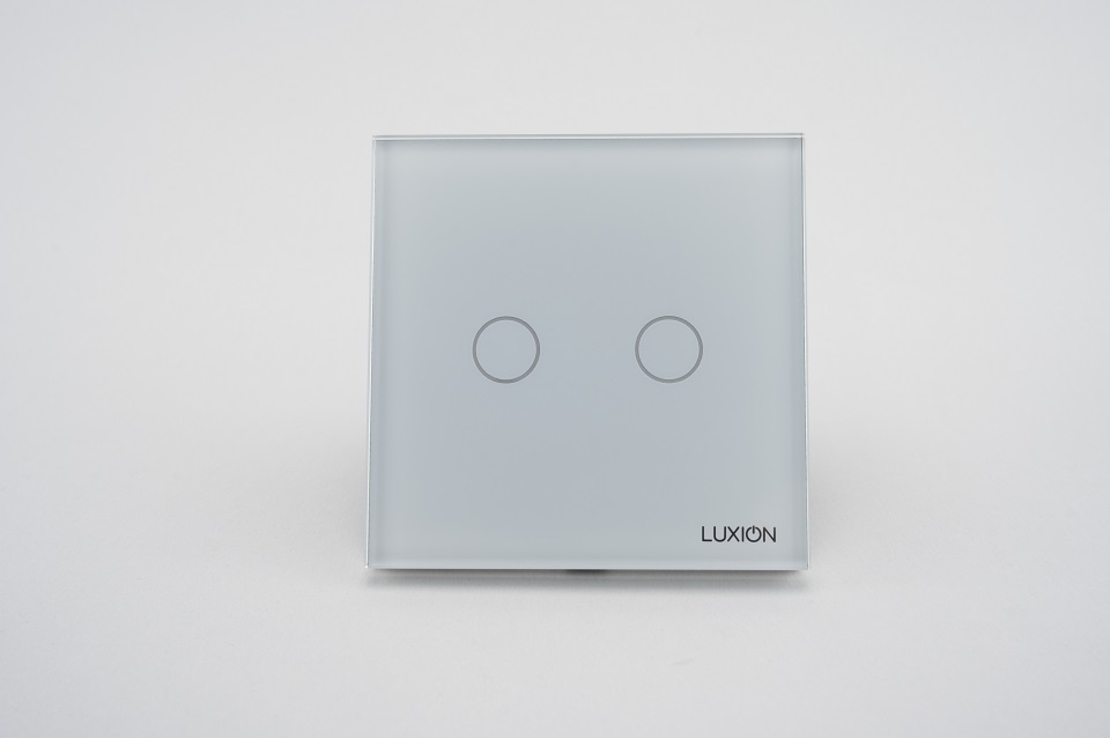 Intrerupator Dublu cu Touch din Sticla LUXION, 500W, alb