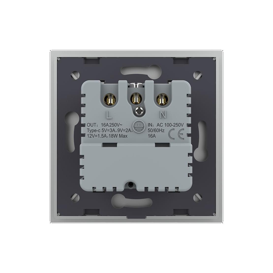 Priza Schuko + USB-C LIVOLO, Standard German - Serie Noua, gri