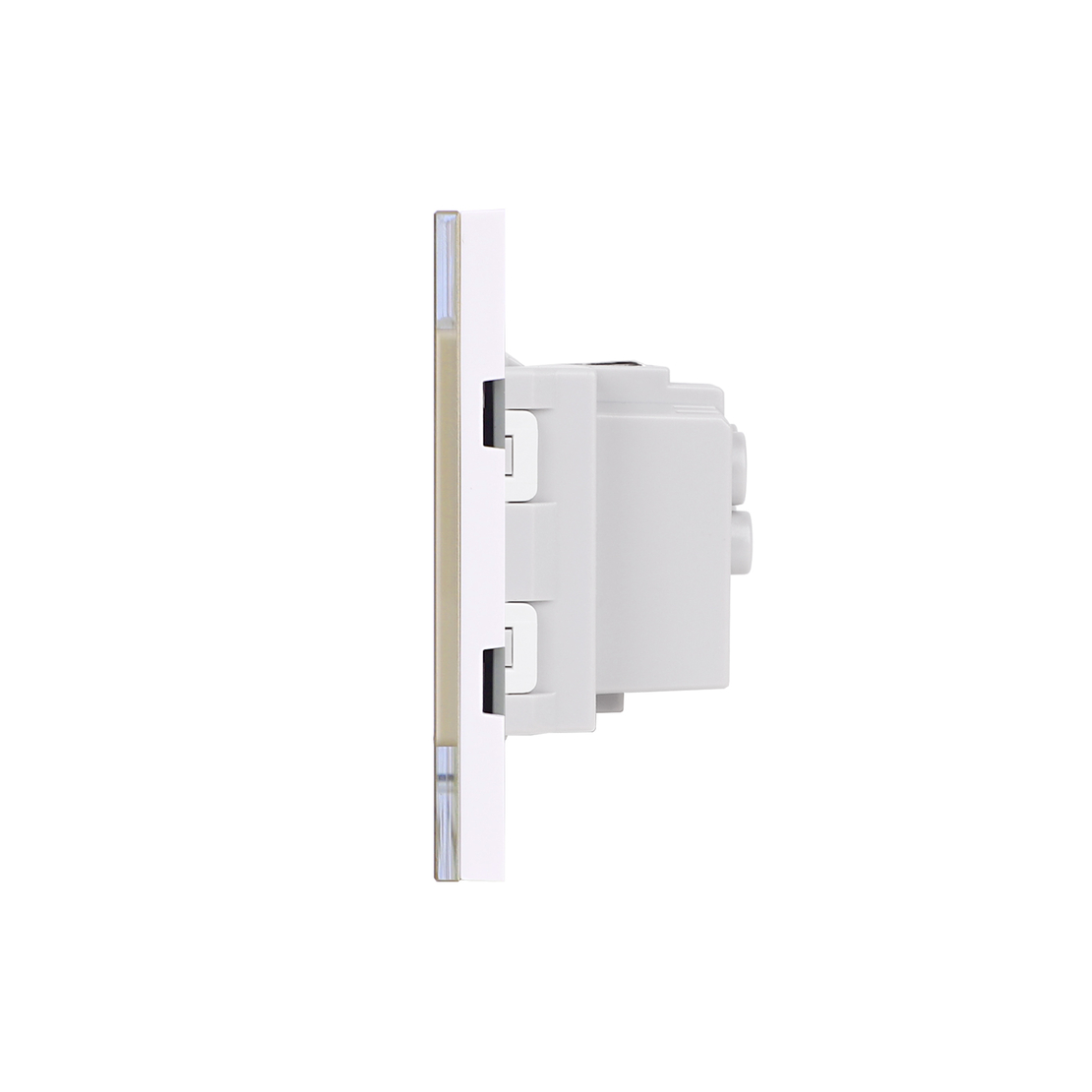 Priza Tripla cu Rama din Sticla LUXION, Standard Italian, 6M, auriu