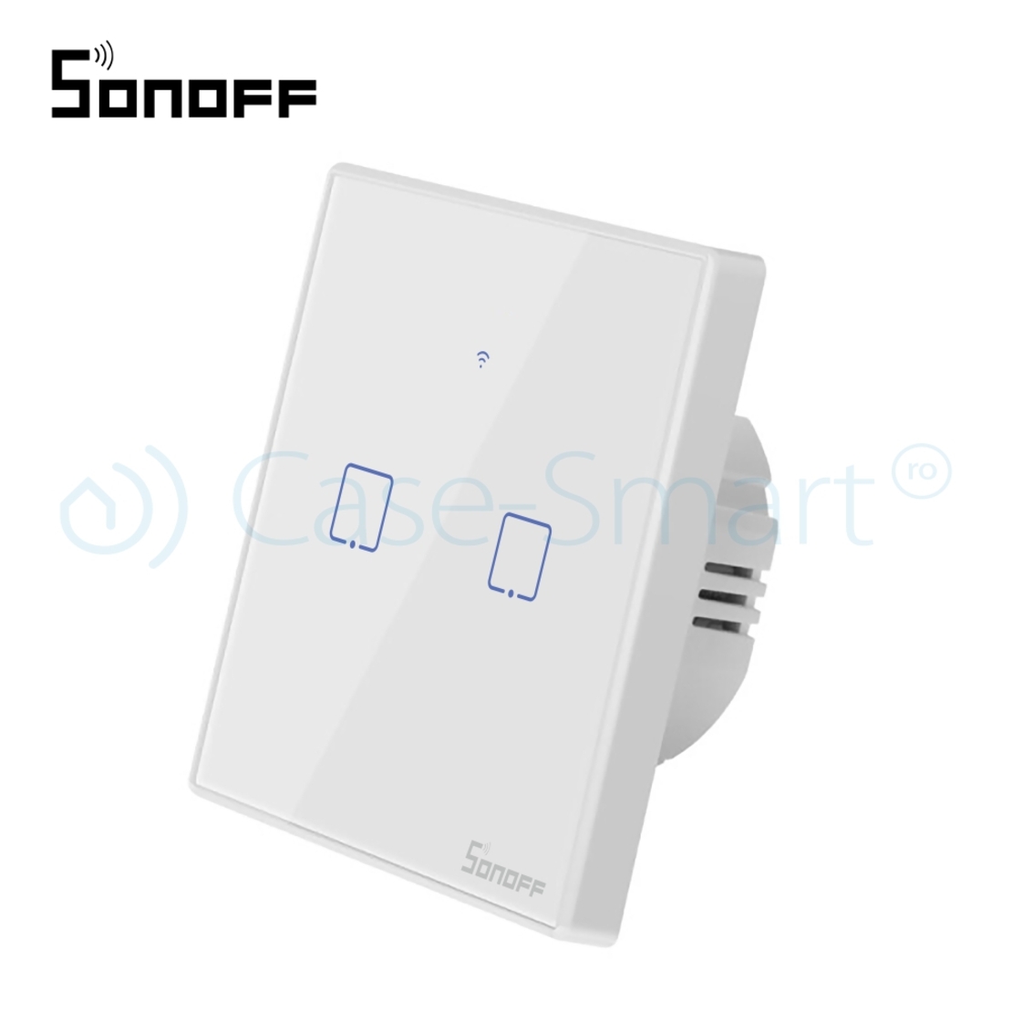 Intrerupator dublu cu touch Sonoff T2EU2C, Wi-Fi + RF, Control de pe telefonul mobil