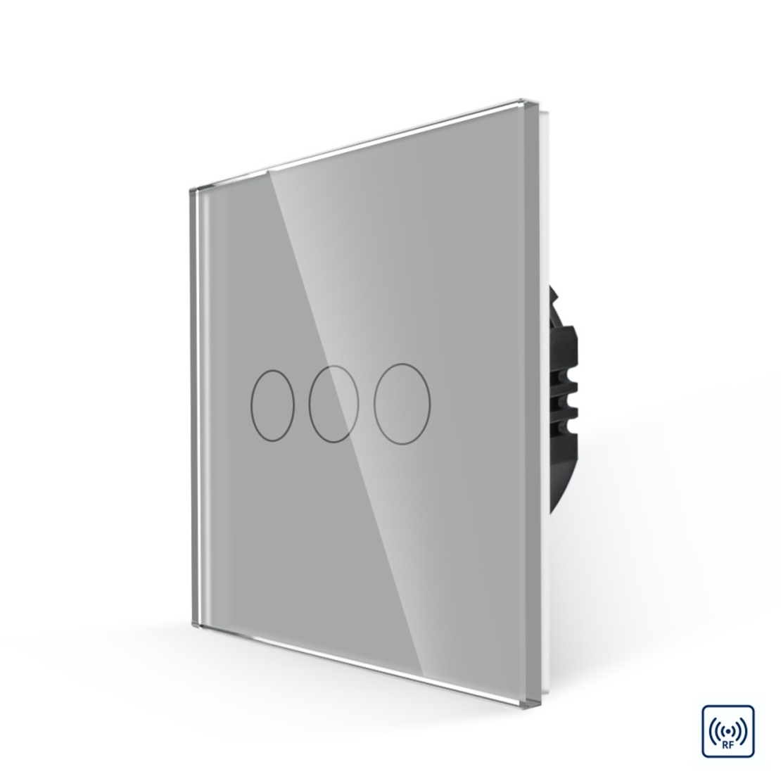 Intrerupator Triplu RF433 cu Touch din Sticla LUXION, gri