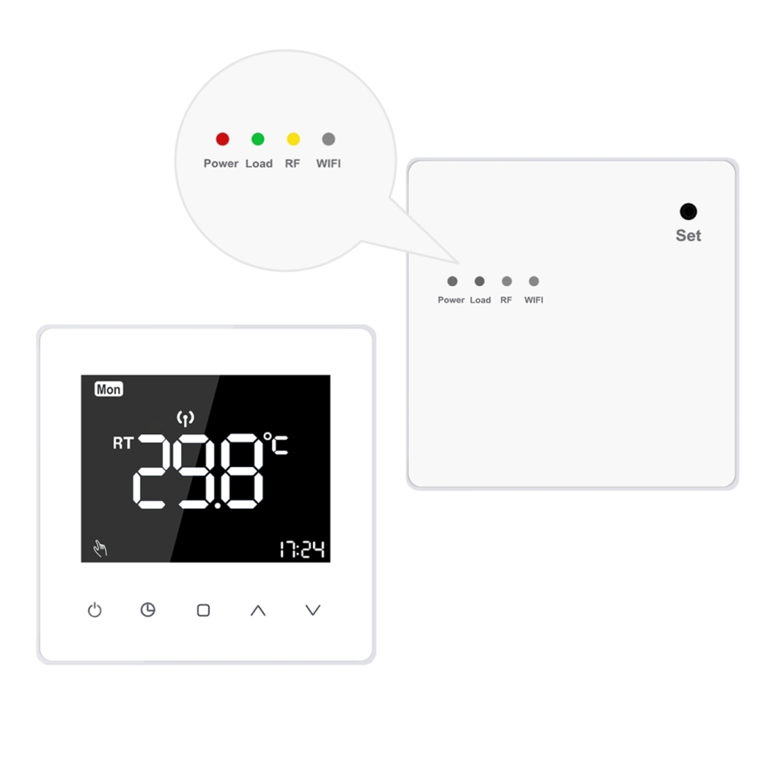 Termostat Luxion TP618RF cu receiver pentru centrala termica pe gaz sau electrica, Display LCD, Memorare