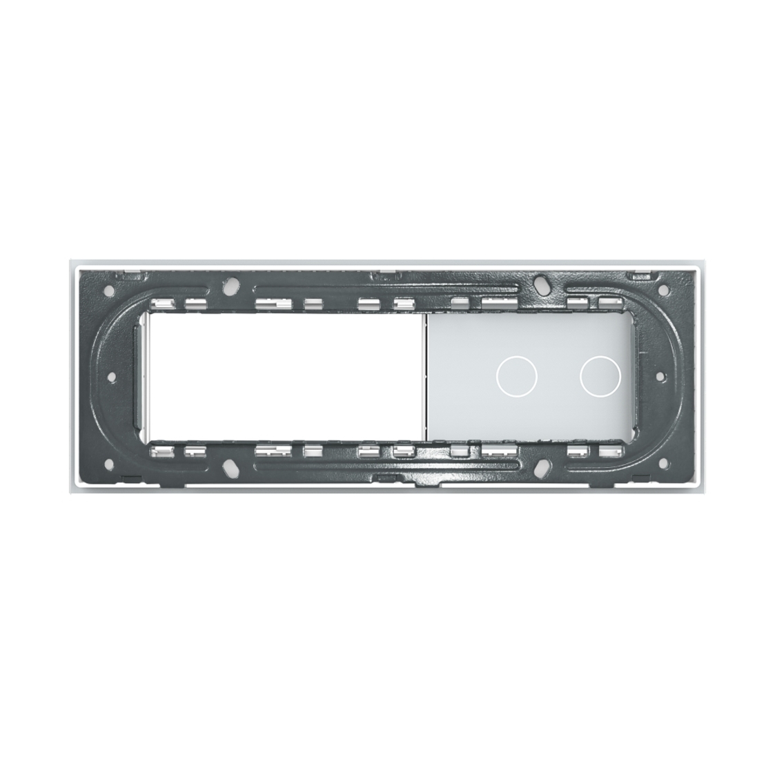 Panou Intrerupator Dublu cu 2 Prize LIVOLO din Sticla, Standard Italian - 6/7M, alb