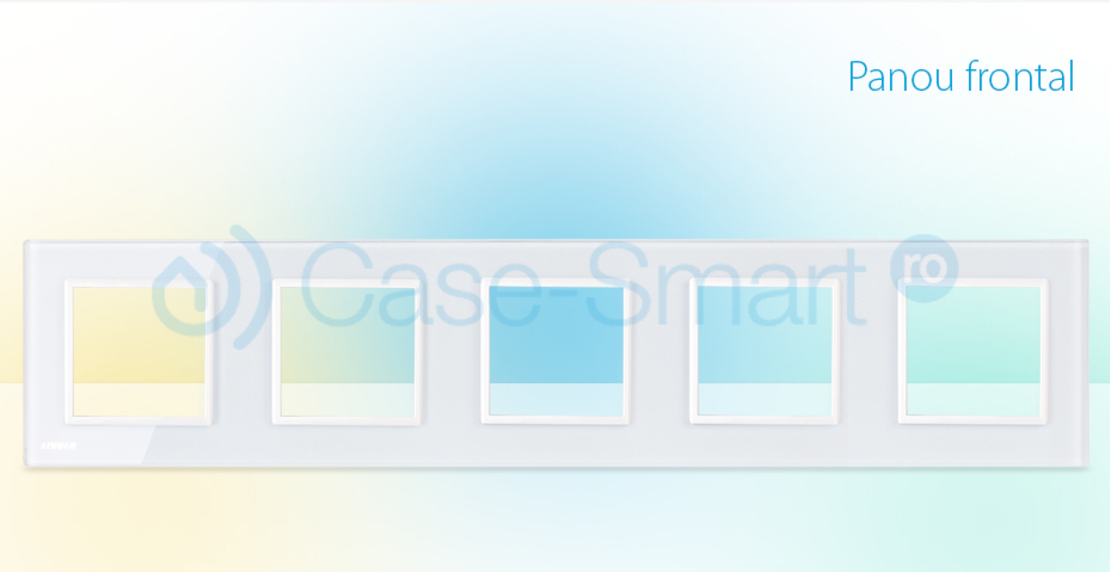 Rama cvintuplu din sticla Livolo, alb