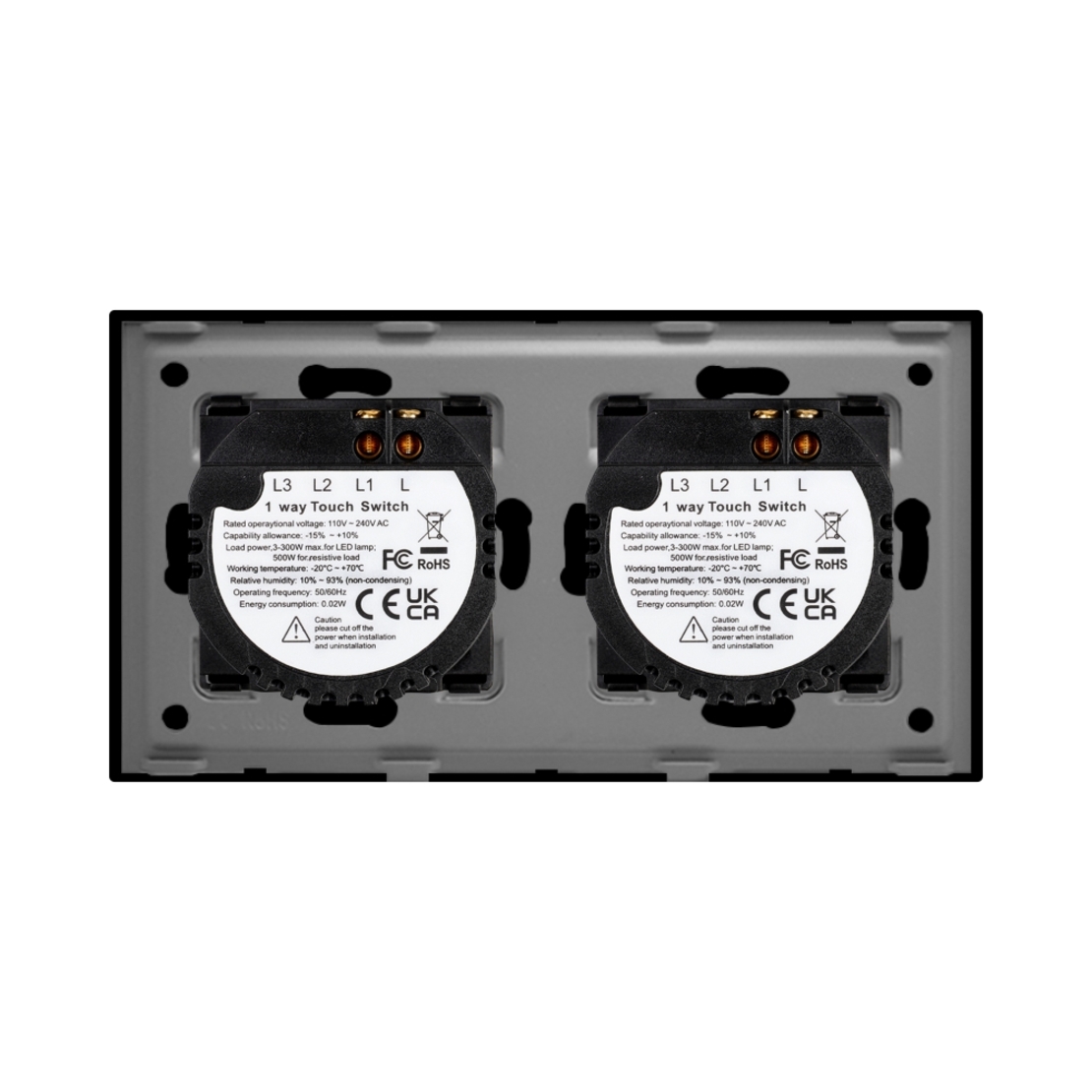 Intrerupator Simplu + Simplu cu Touch din Sticla LUXION, negru