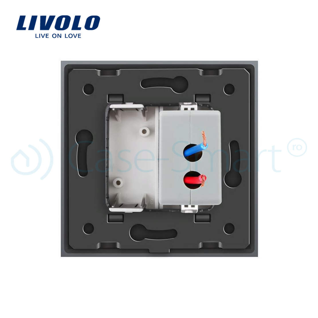 Priza USB Livolo cu rama din sticla, gri