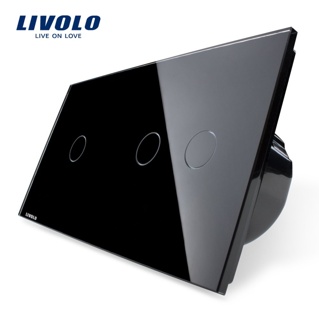 Intrerupator simplu + dublu cu touch Livolo din sticla, negru