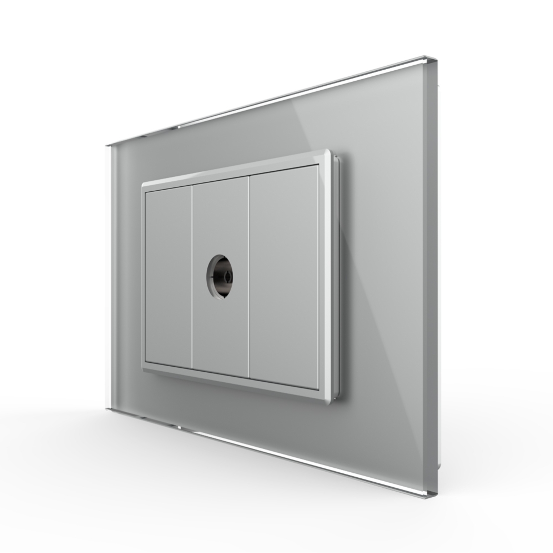 Priza Simpla TV Livolo cu Rama din Sticla - Serie Noua, gri