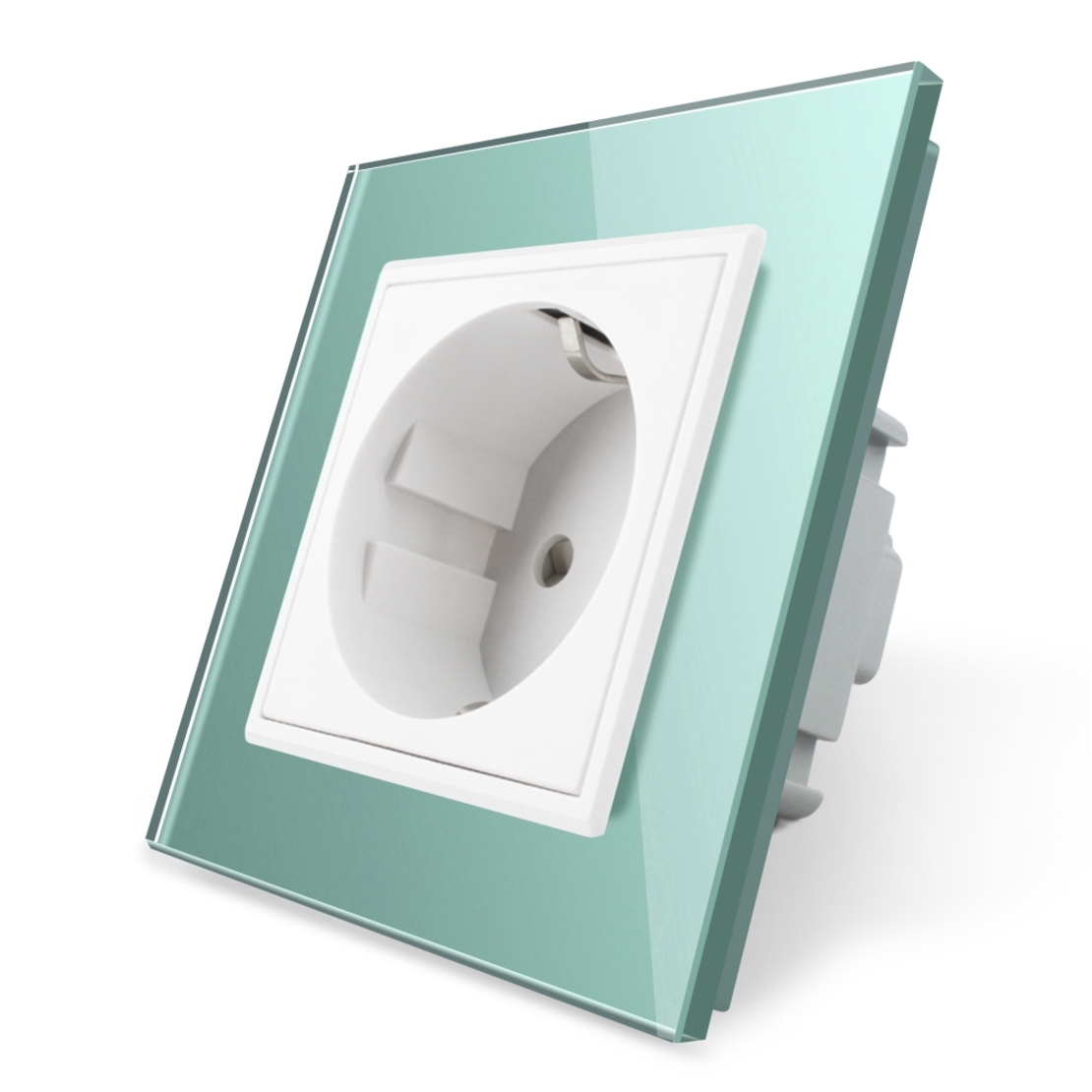 Priza simpla Livolo cu rama din sticla, verde