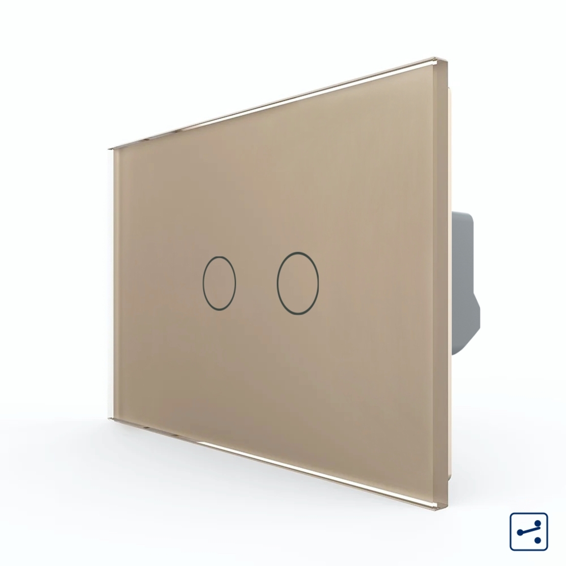 Intrerupator Dublu Cap Scara / Cruce cu Touch LIVOLO din Sticla – Standard Italian, auriu
