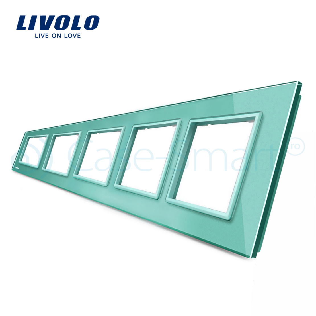 Rama cvintuplu din sticla Livolo, verde