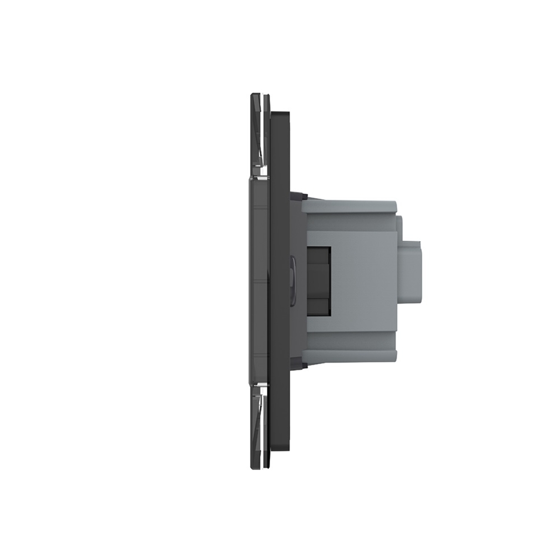 Priza dubla Livolo cu rama din sticla 4M, standard Italian, Serie noua, negru