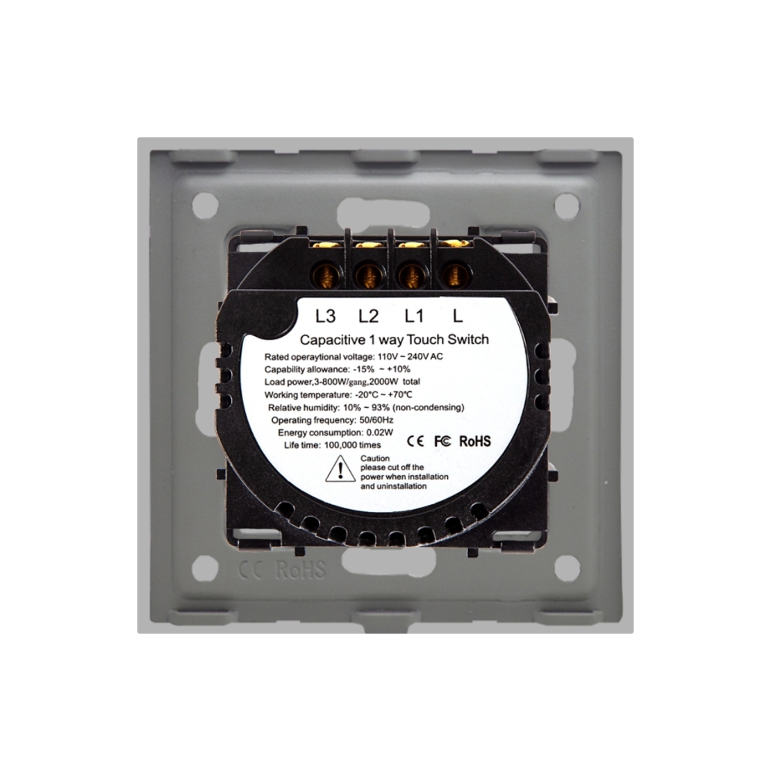 Intrerupator Triplu cu Touch din Sticla si Rama de Aluminiu LUXION, gri